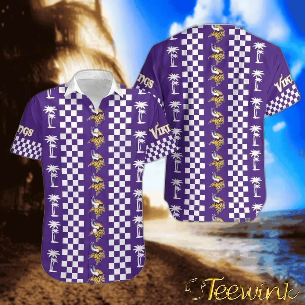 Minnesota Vikings Retro Checkered Hawaiian Shirt