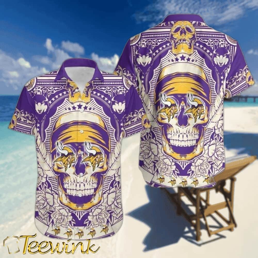 Minnesota Vikings Skull Storm Custom Hawaiian Shirt