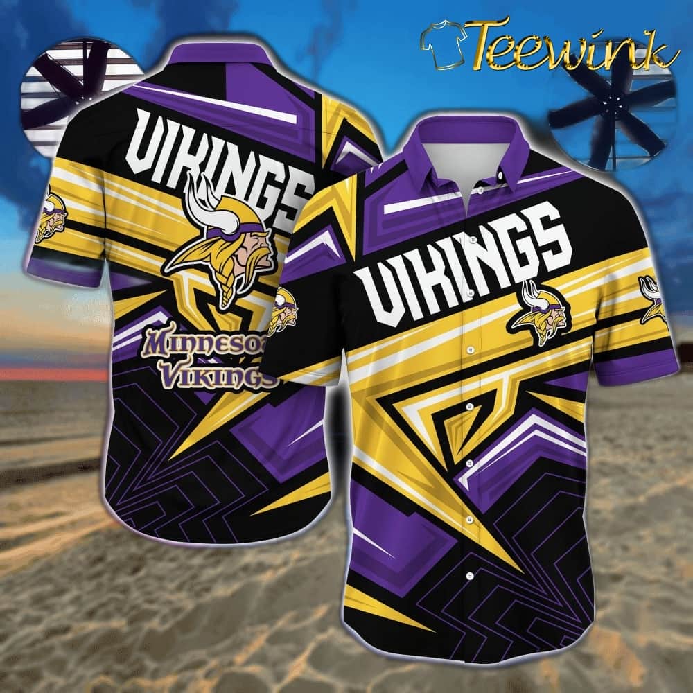 Minnesota Vikings Starburst Showdown Hawaiian Shirt Minnesota Vikings Starburst Showdown Hawaiian Shirt