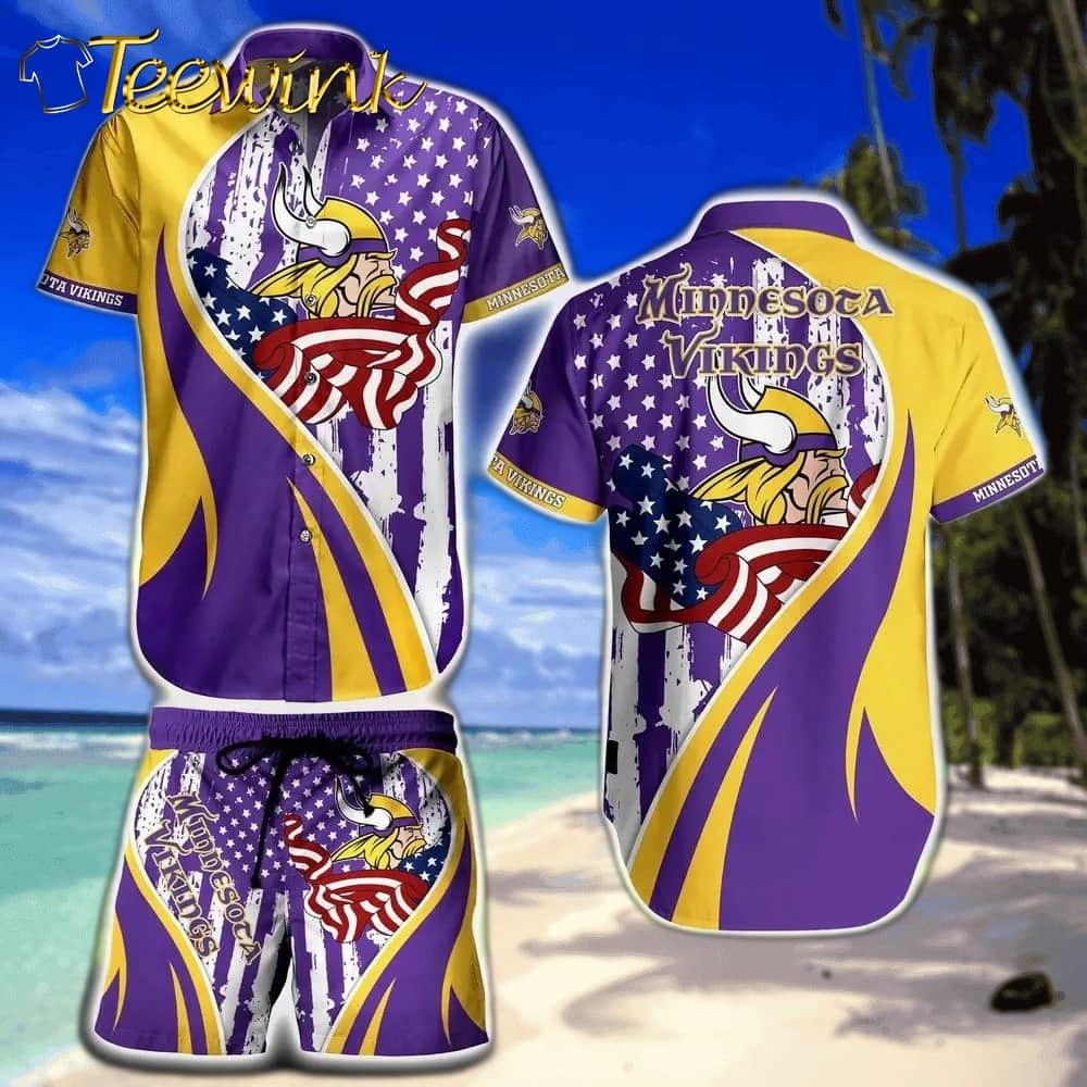 Minnesota Vikings Stars and Stripes Hawaiian Set Minnesota Vikings Stars and Stripes Hawaiian Set