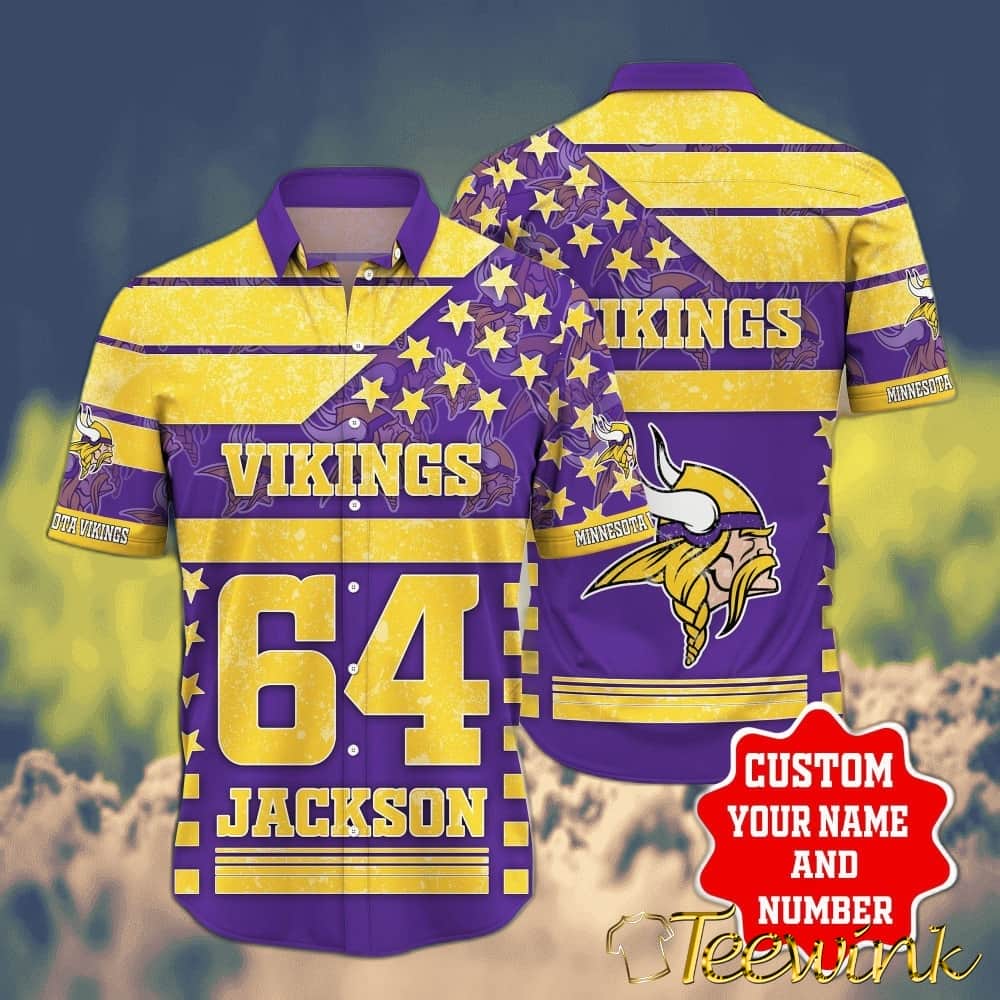 Minnesota Vikings Stars & Stripes Custom Hawaiian Shirt