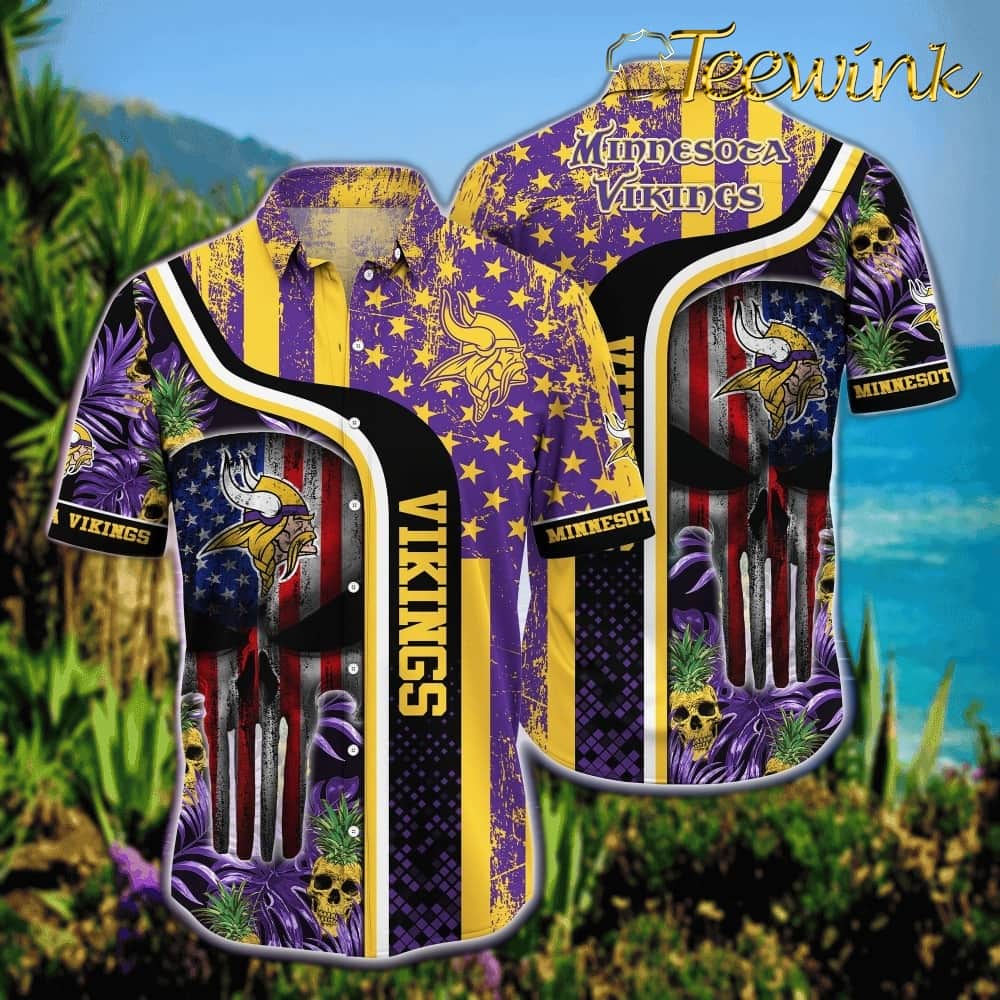 Minnesota Vikings Stars & Stripes Tropical Shirt Minnesota Vikings Stars & Stripes Tropical Shirt