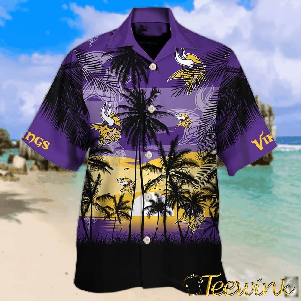 Minnesota Vikings Sunset Escape Hawaiian Shirt image 2 Minnesota Vikings Sunset Escape Hawaiian Shirt image 2