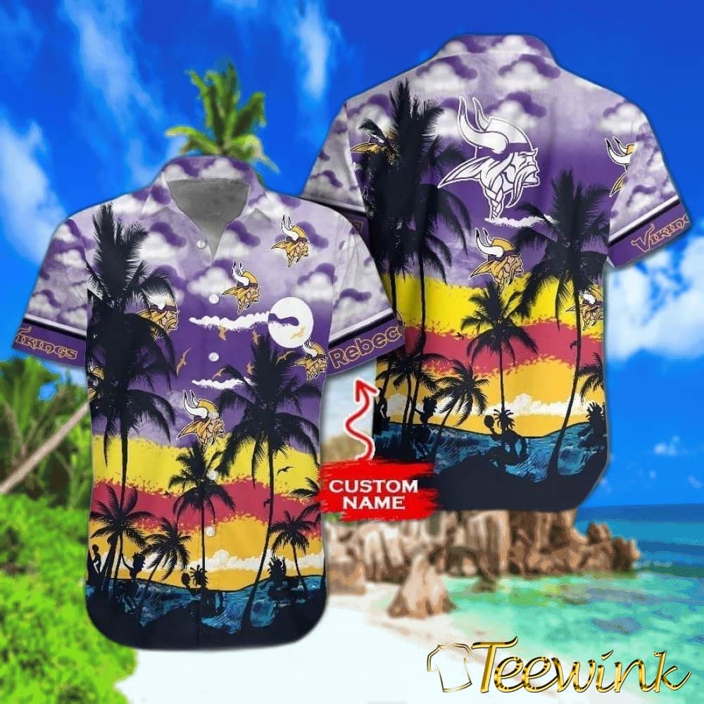 Minnesota Vikings Sunset Palm Hawaiian Shirt
