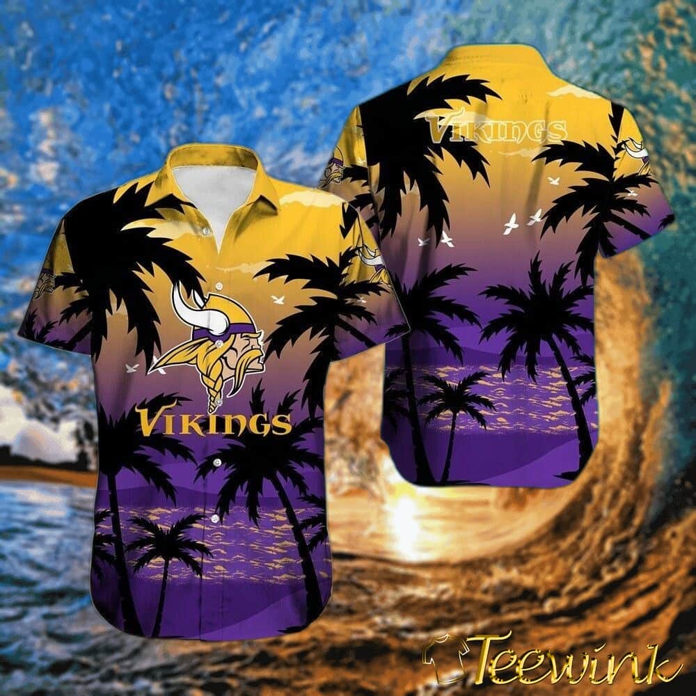 Minnesota Vikings Sunset Palms Escape Hawaiian Shirt Minnesota Vikings Sunset Palms Escape Hawaiian Shirt