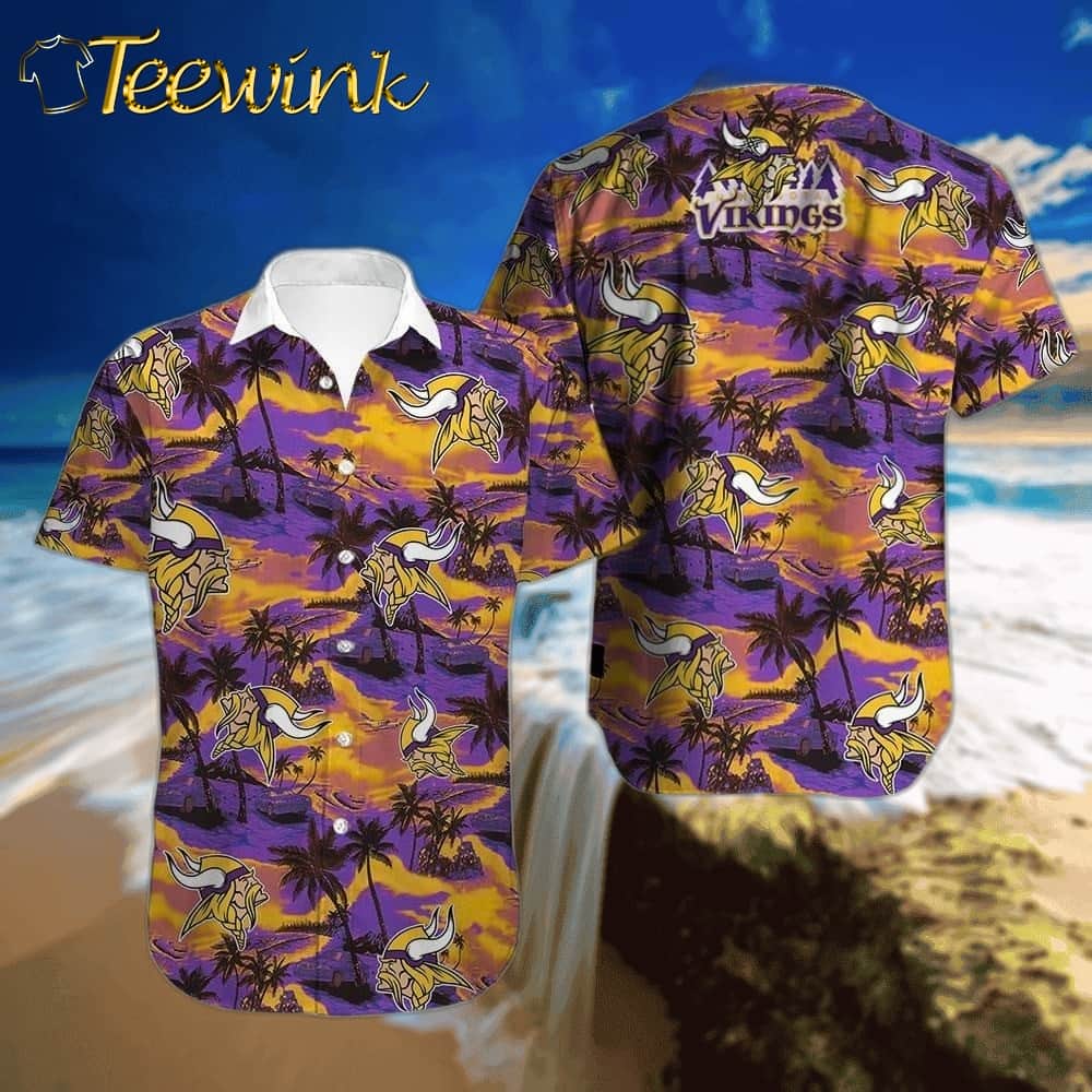 Minnesota Vikings Sunset Palms Escape Hawaiian Shirt