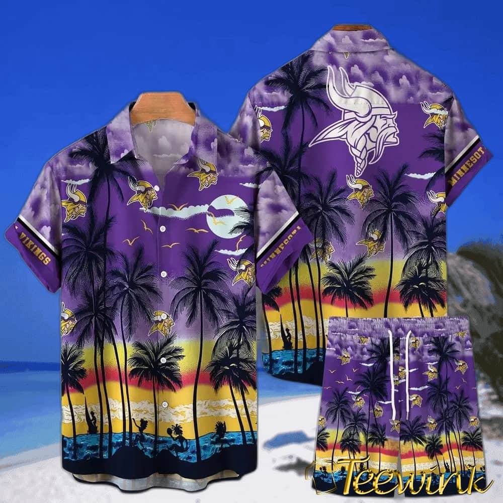 Minnesota Vikings Sunset Shadows Hawaiian Shirt