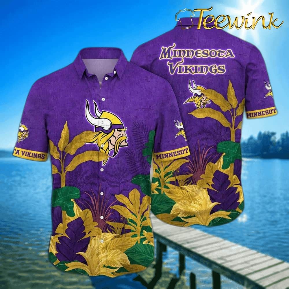 Minnesota Vikings Tropical Leaf Hawaiian Shirt