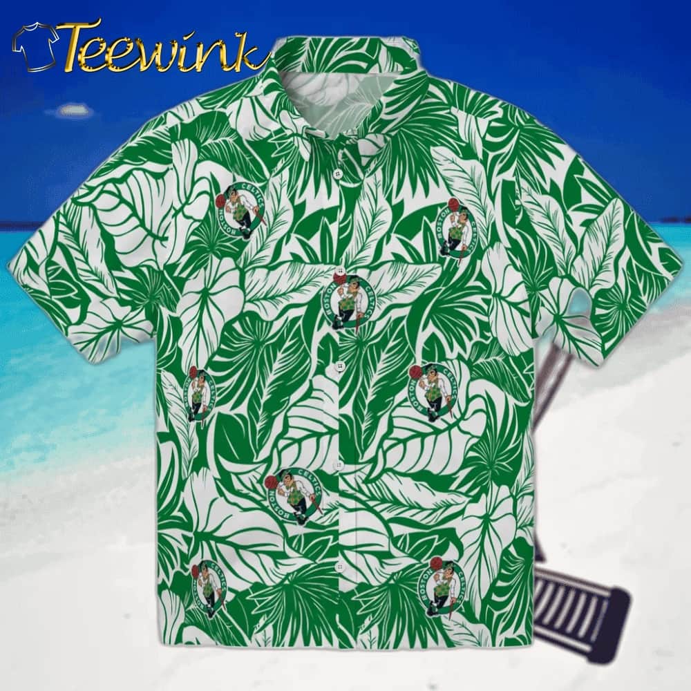 Palm And Clouds Boston Celtics Hawaiian Shirt