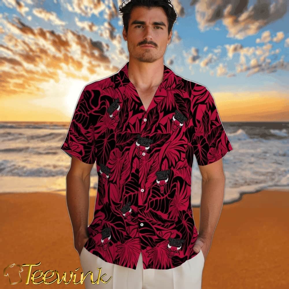 Monstera Layer Chicago Bulls Hawaiian Shirt image 2 Monstera Layer Chicago Bulls Hawaiian Shirt image 2