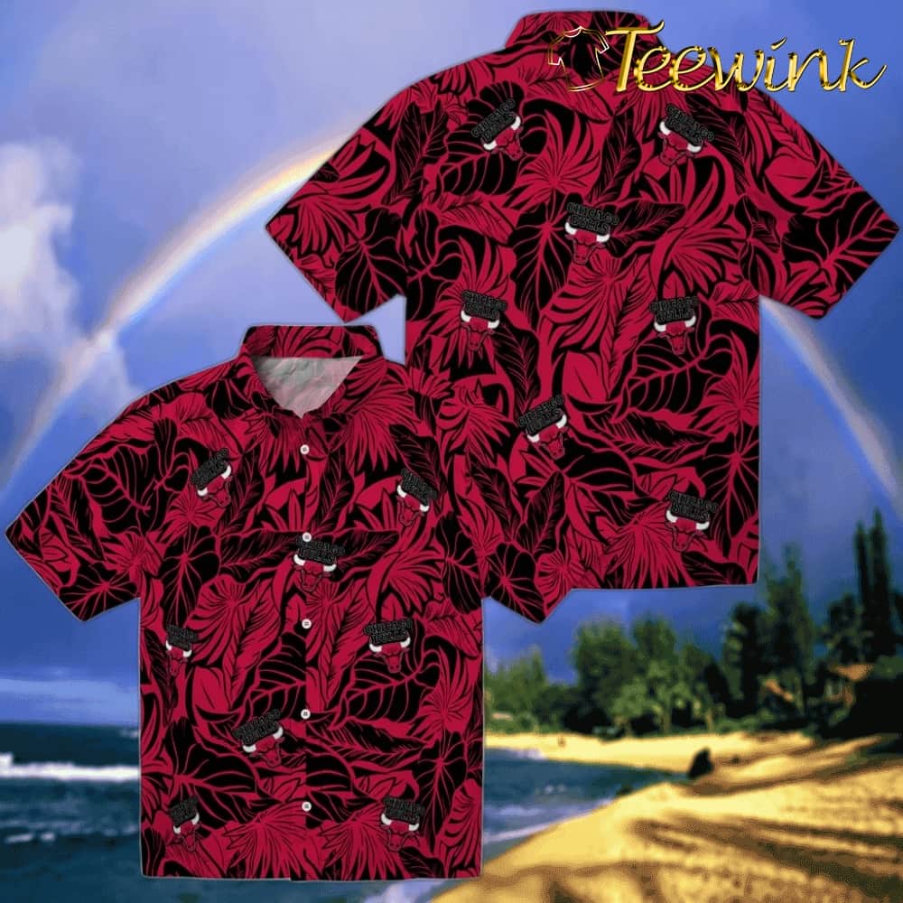 Monstera Layer Chicago Bulls Hawaiian Shirt image 3 Monstera Layer Chicago Bulls Hawaiian Shirt image 3
