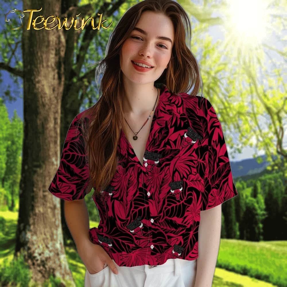 Monstera Layer Chicago Bulls Hawaiian Shirt image 4 Monstera Layer Chicago Bulls Hawaiian Shirt image 4