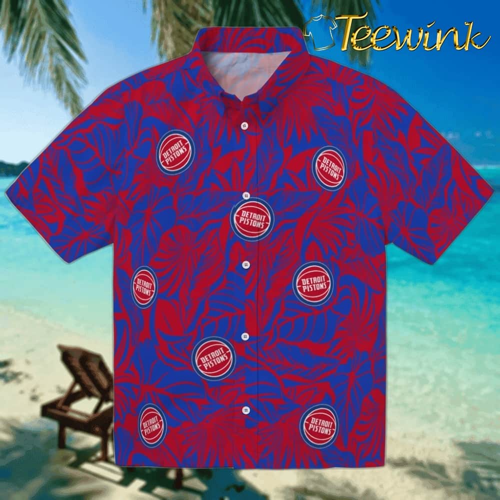 Monstera Layer Detroit Pistons Hawaiian Shirt