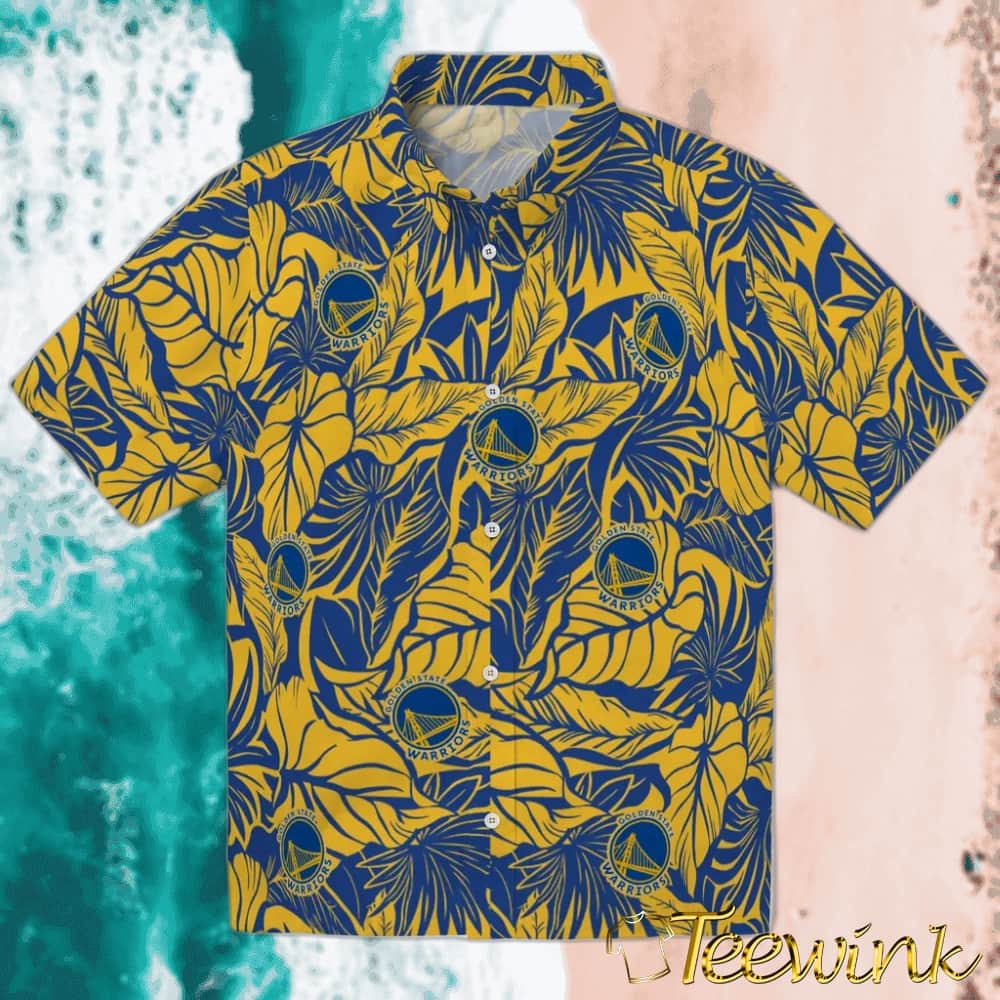 Monstera Layer Golden State Warriors Hawaiian Shirt