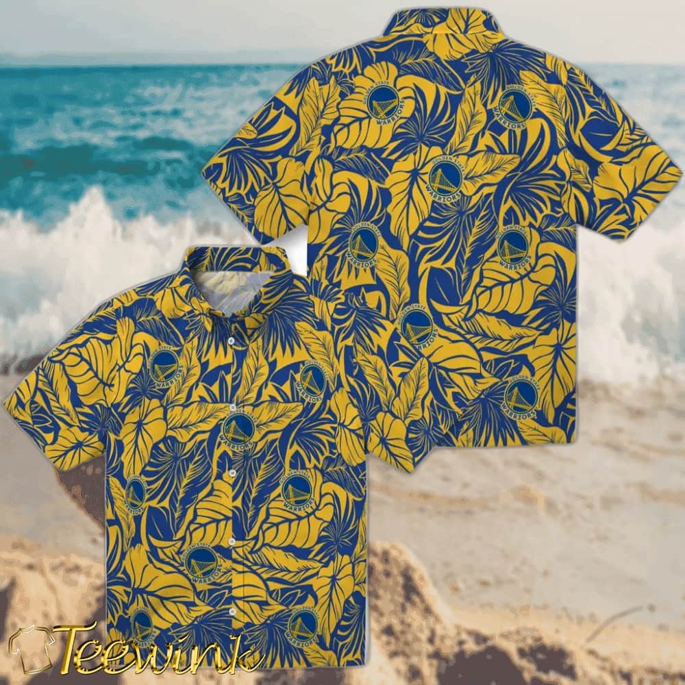 Monstera Layer Golden State Warriors Hawaiian Shirt image 3 Monstera Layer Golden State Warriors Hawaiian Shirt image 3
