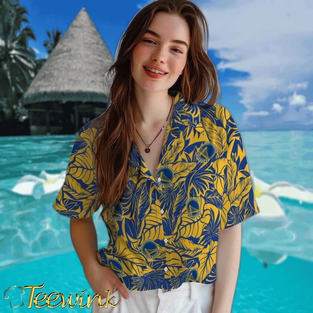 Monstera Layer Golden State Warriors Hawaiian Shirt image 4 Monstera Layer Golden State Warriors Hawaiian Shirt image 4