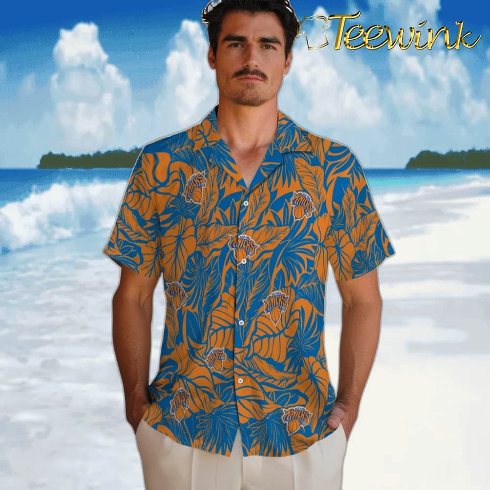 Monstera Layer New York Knicks Hawaiian Shirt image 2 Monstera Layer New York Knicks Hawaiian Shirt image 2
