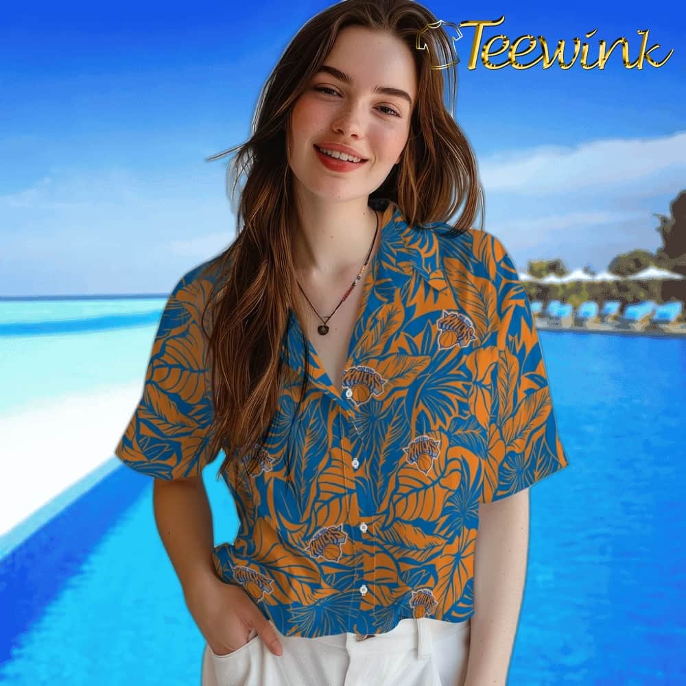 Monstera Layer New York Knicks Hawaiian Shirt image 4 Monstera Layer New York Knicks Hawaiian Shirt image 4
