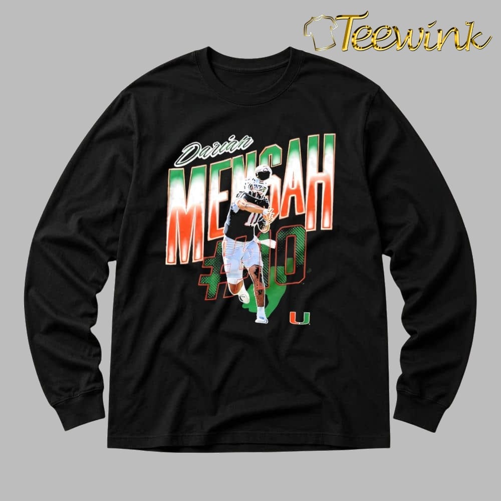NCAA Football Miami Hurricanes #10 Darian Mensah Collage Graphic shirt image 3 NCAA Football Miami Hurricanes #10 Darian Mensah Collage Graphic shirt image 3