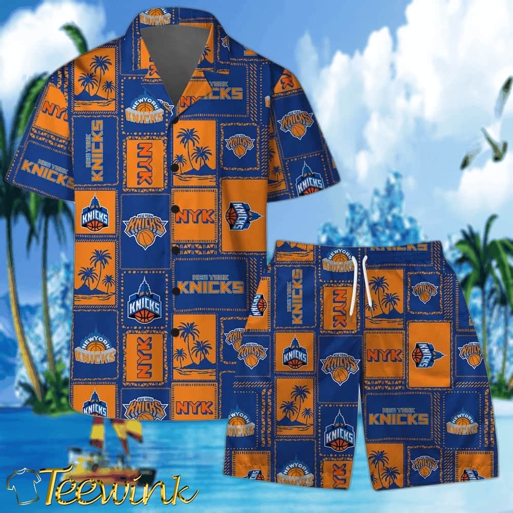 New York Knicks Island Grid Hawaiian Shirt