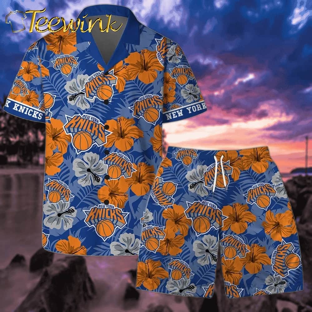 New York Knicks Tropical Hoops Hawaiian Shirt