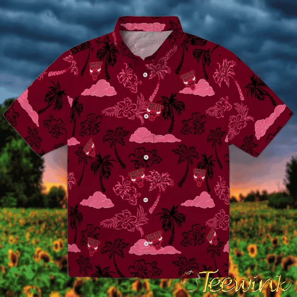 Palm And Clouds Chicago Bulls Hawaiian Shirt