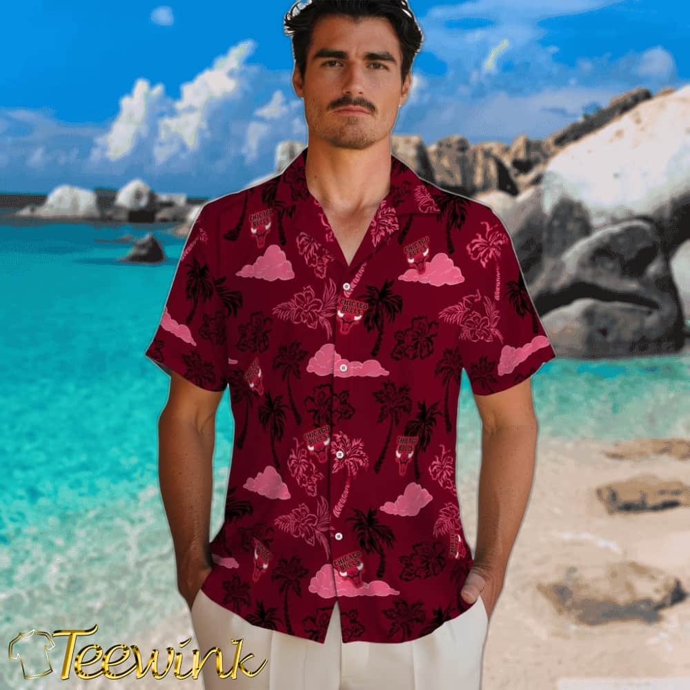 Palm And Clouds Chicago Bulls Hawaiian Shirt image 2 Palm And Clouds Chicago Bulls Hawaiian Shirt image 2