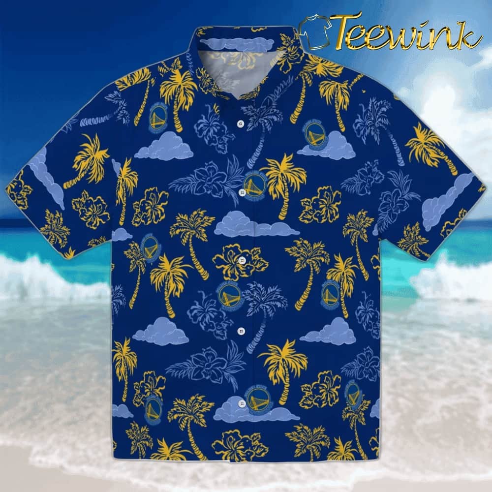 Palm And Clouds Golden State Warriors Hawaiian Shirt