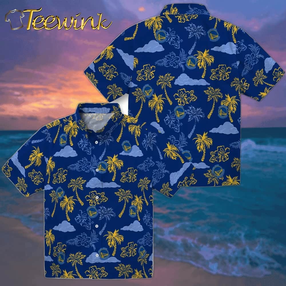 Palm And Clouds Golden State Warriors Hawaiian Shirt image 3 Palm And Clouds Golden State Warriors Hawaiian Shirt image 3