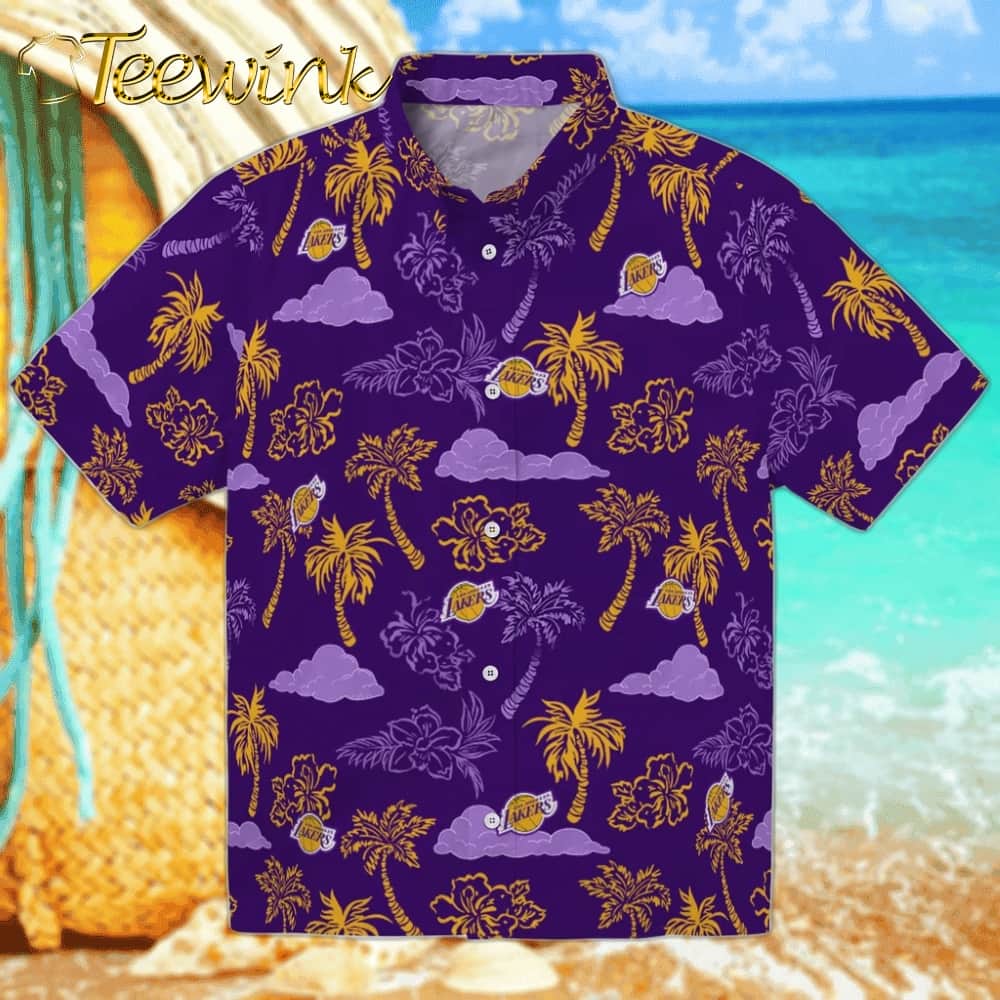 Palm And Clouds Los Angeles Lakers Hawaiian Shirt