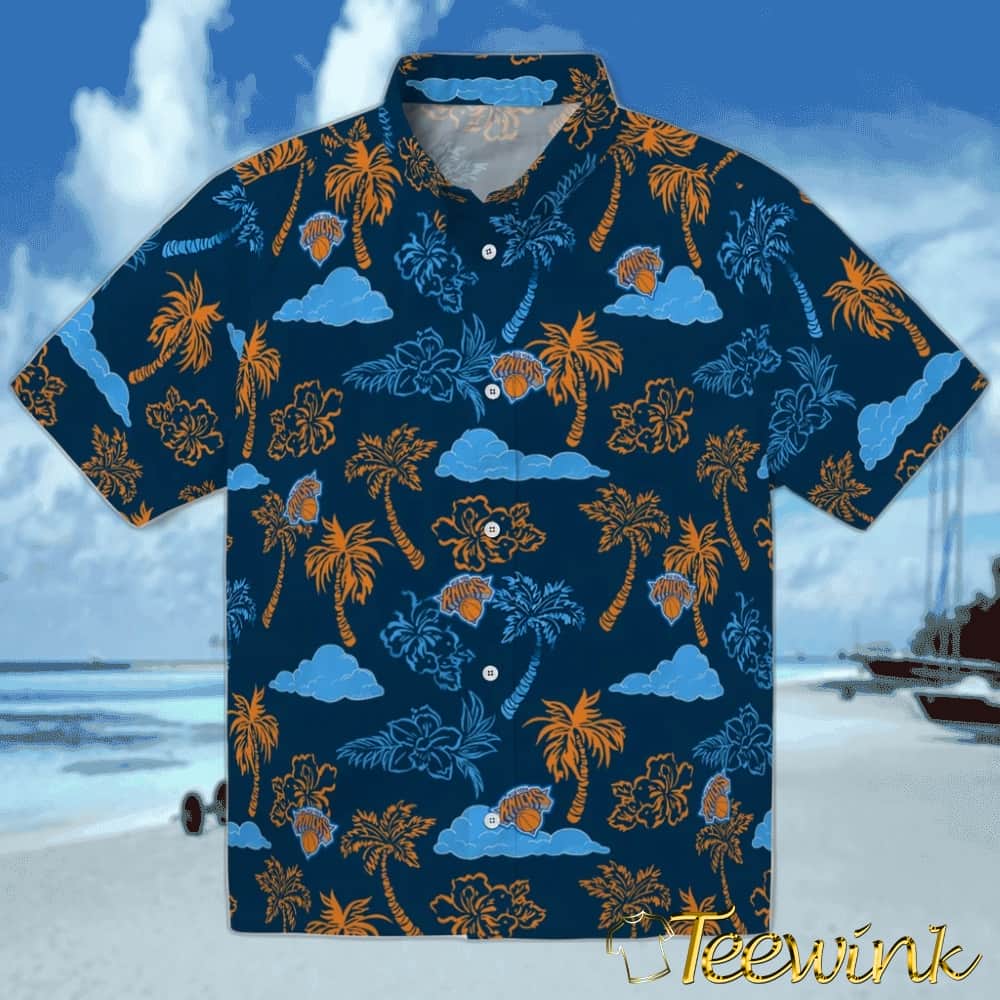 Palm And Clouds New York Knicks Hawaiian Shirt