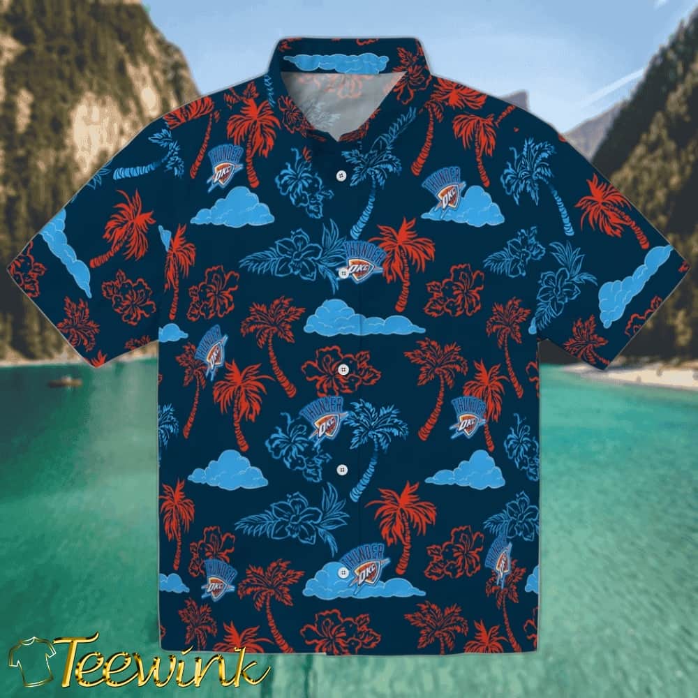 Palm And Clouds Oklahoma City Thunder Hawaiian Shirt