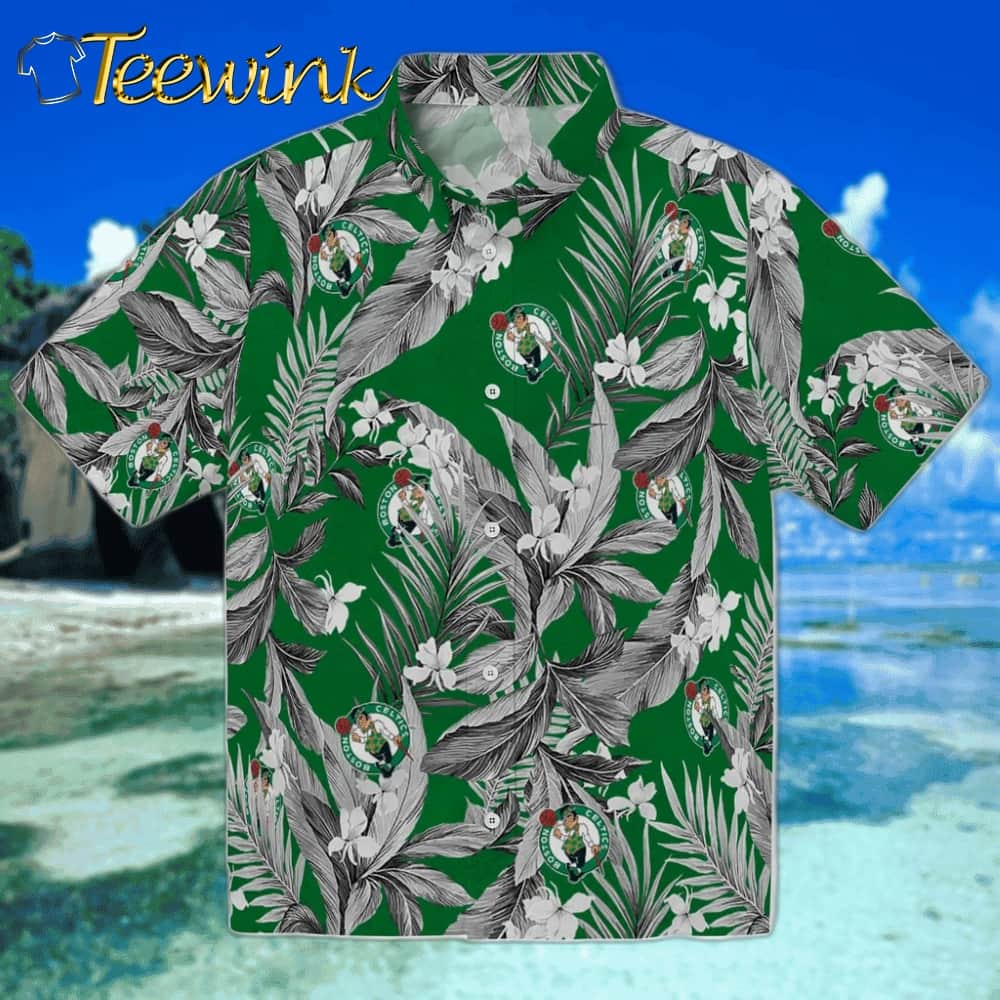 Palm And Clouds Boston Celtics Hawaiian Shirt