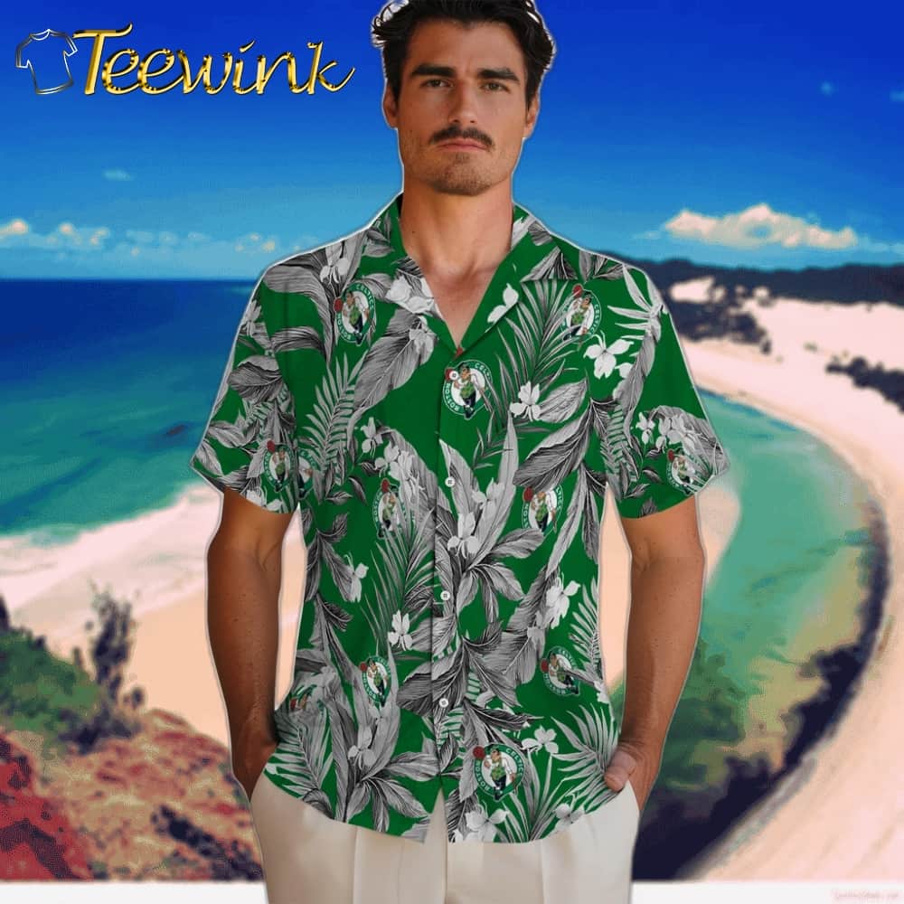 Palm Leaves Boston Celtics Hawaiian Shirt image 2 Palm Leaves Boston Celtics Hawaiian Shirt image 2