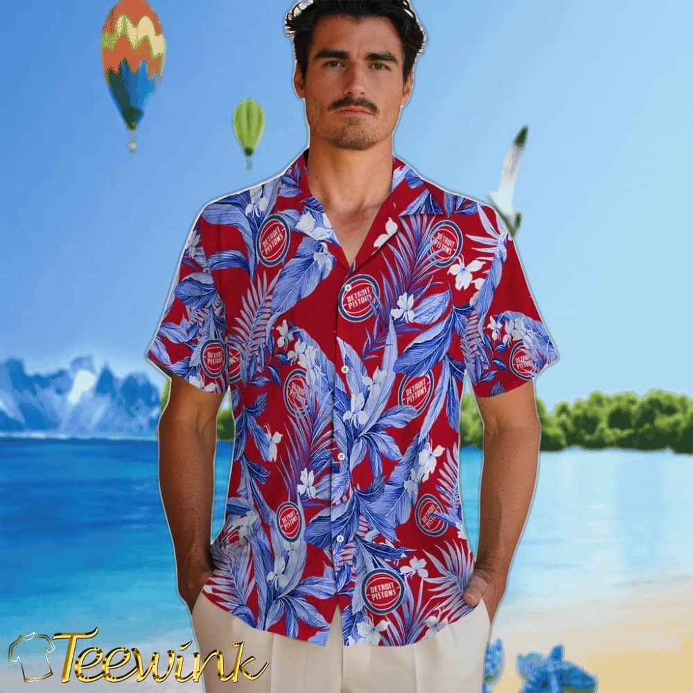 Palm Leaves Detroit Pistons Hawaiian Shirt image 2 Palm Leaves Detroit Pistons Hawaiian Shirt image 2