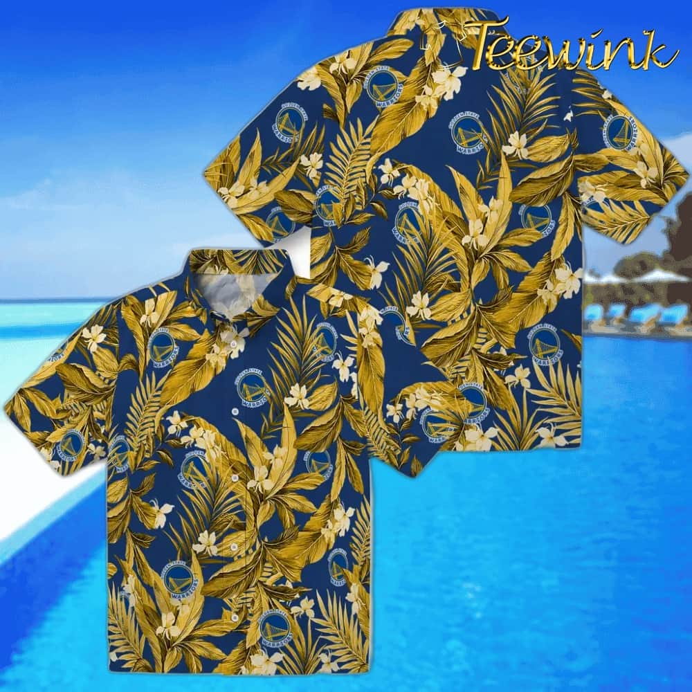 Palm Leaves Golden State Warriors Hawaiian Shirt image 3 Palm Leaves Golden State Warriors Hawaiian Shirt image 3