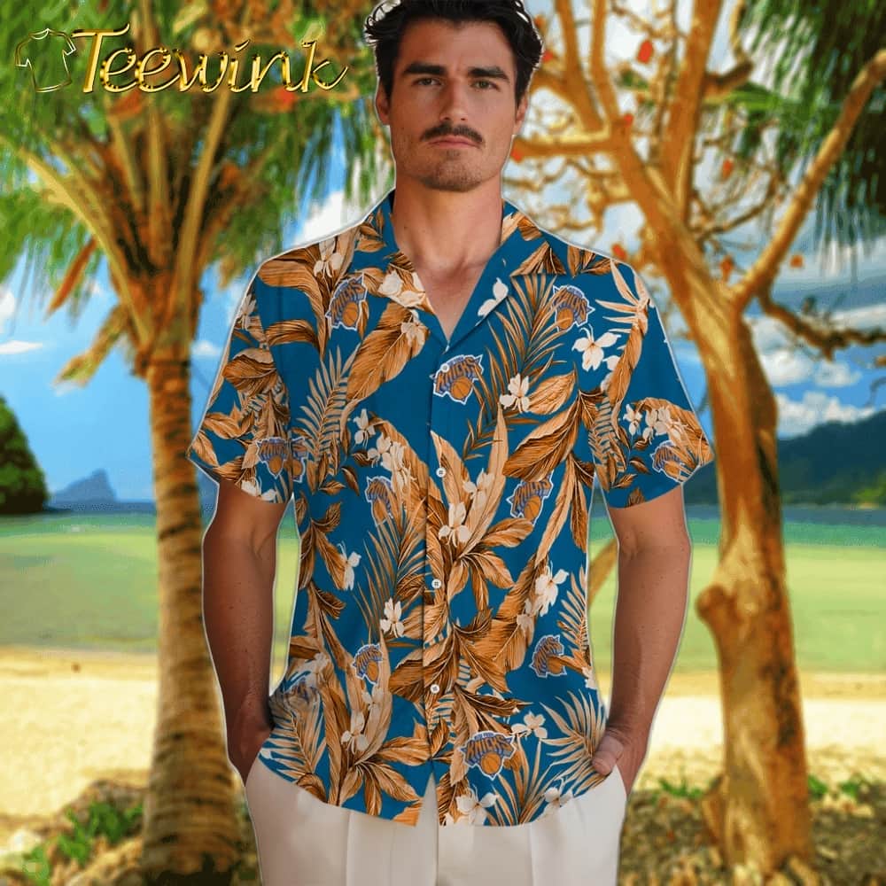 Palm Leaves New York Knicks Hawaiian Shirt image 2 Palm Leaves New York Knicks Hawaiian Shirt image 2