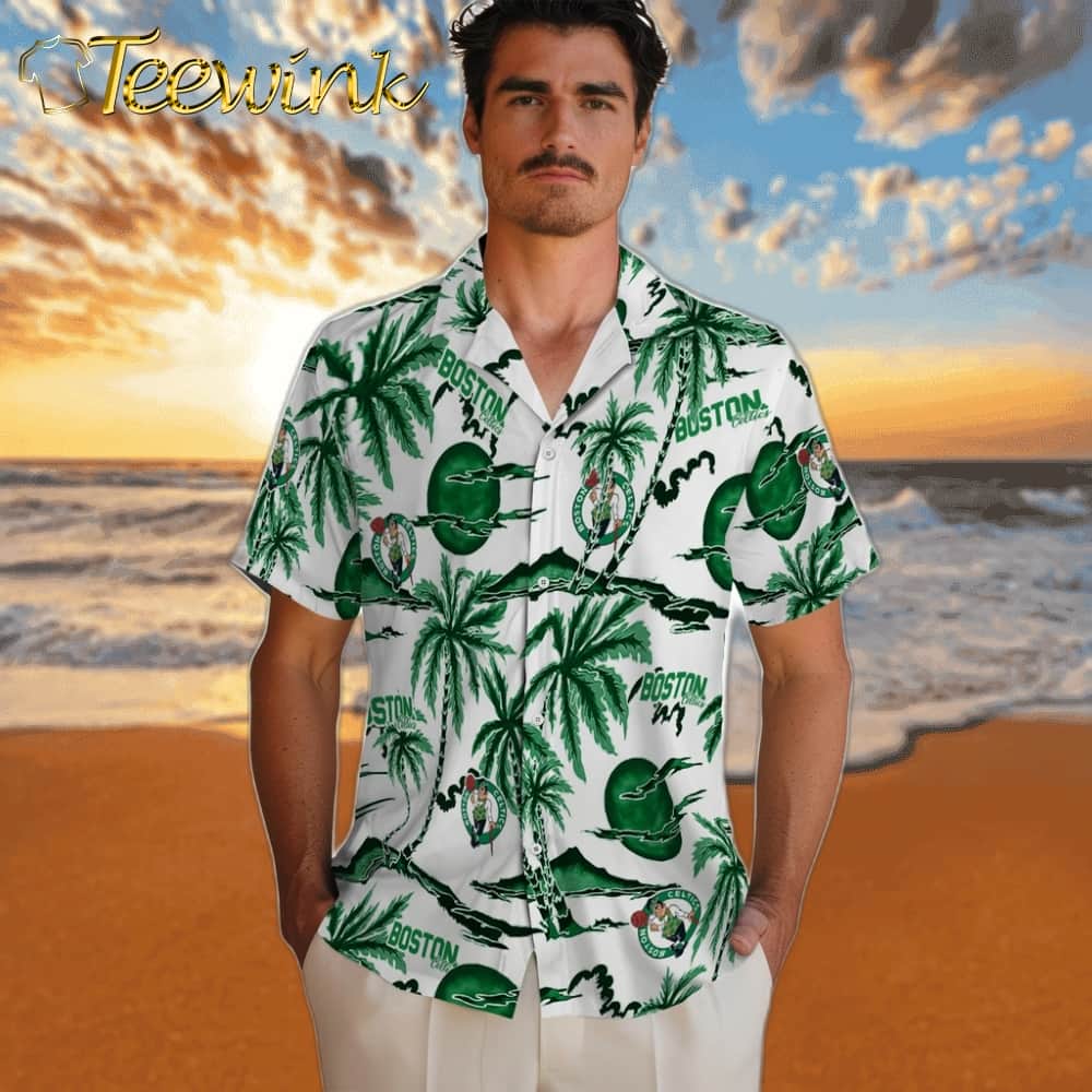 Palm Sunset Boston Celtics Hawaiian Shirt image 2 Palm Sunset Boston Celtics Hawaiian Shirt image 2