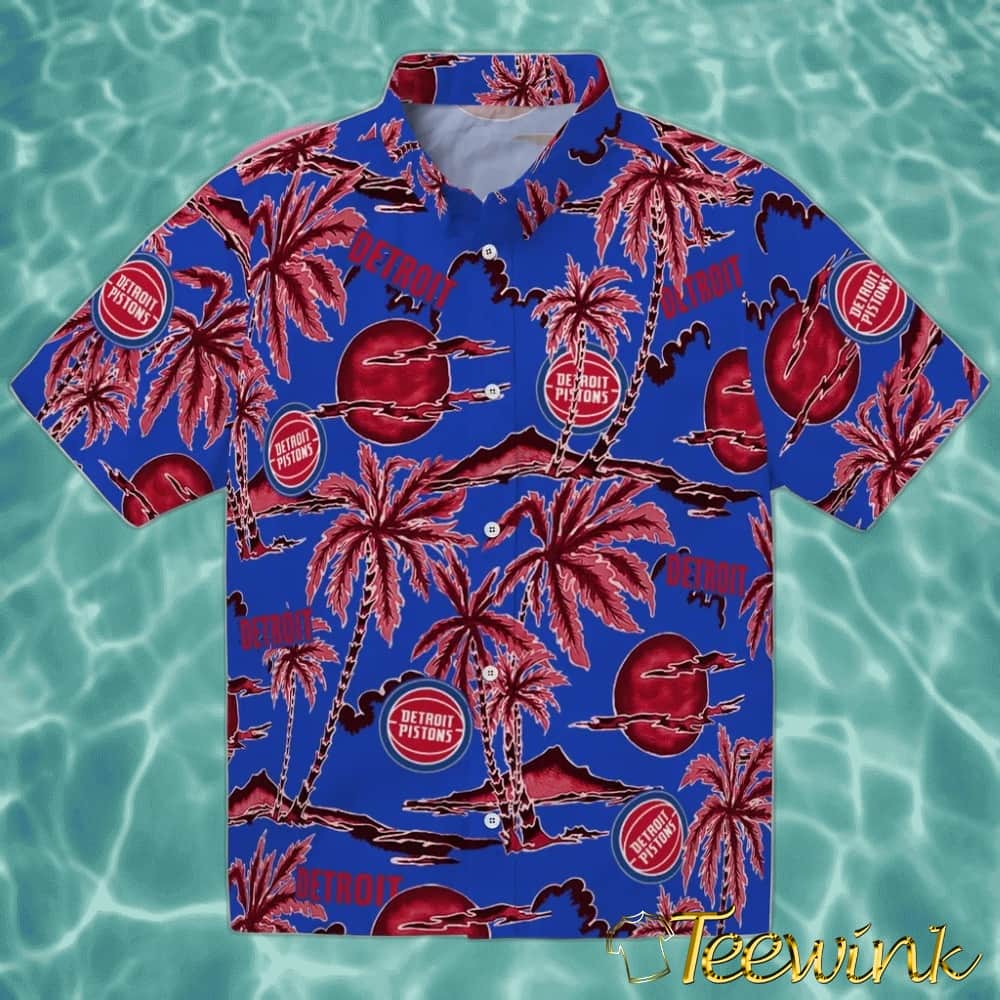 Palm Tree Island Detroit Pistons Hawaiian Shirt