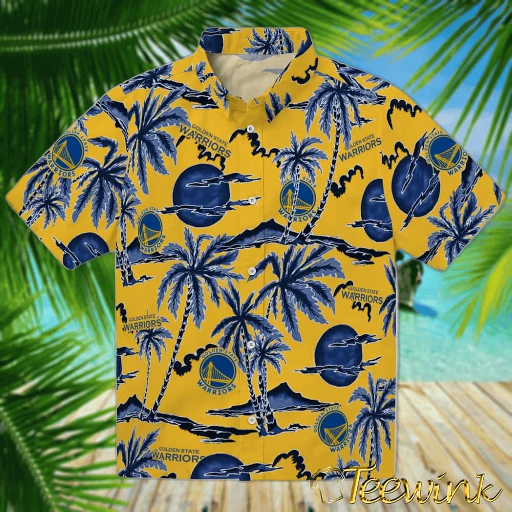 Palm Tree Island Golden State Warriors Hawaiian Shirt Palm Tree Island Golden State Warriors Hawaiian Shirt