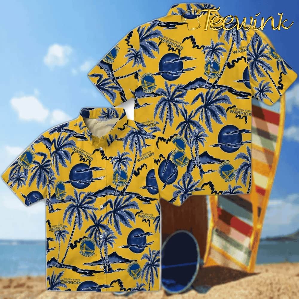 Palm Sunset Golden State Warriors Hawaiian Shirt image 3 Palm Sunset Golden State Warriors Hawaiian Shirt image 3