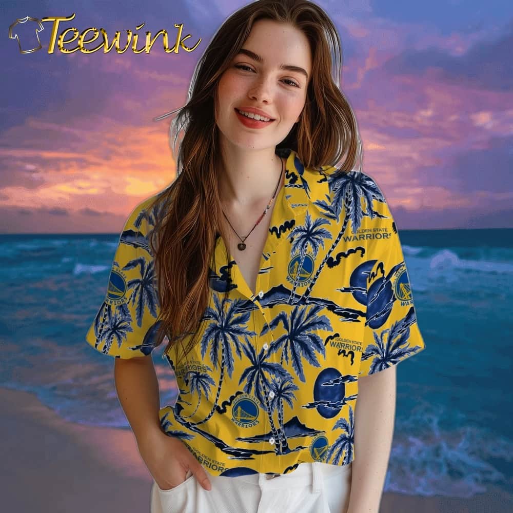 Palm Sunset Golden State Warriors Hawaiian Shirt image 4 Palm Sunset Golden State Warriors Hawaiian Shirt image 4