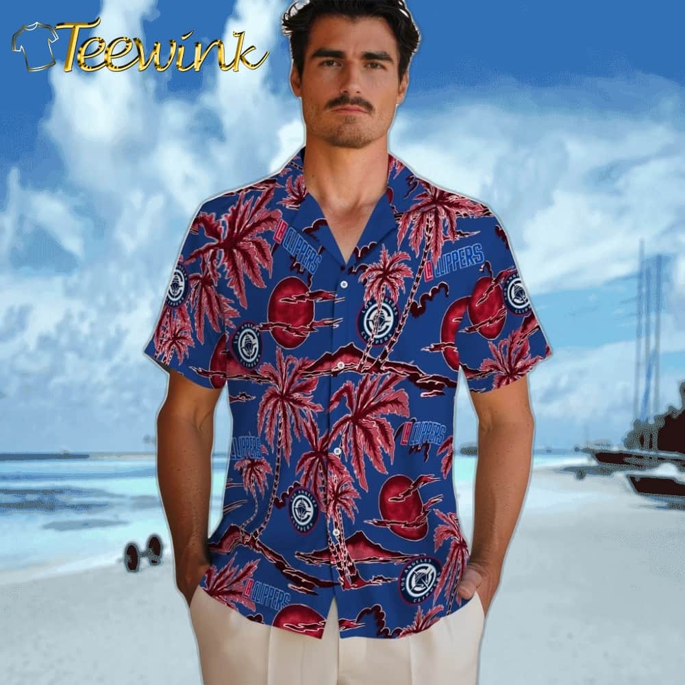 Palm Sunset Los Angeles Clippers Hawaiian Shirt image 2 Palm Sunset Los Angeles Clippers Hawaiian Shirt image 2