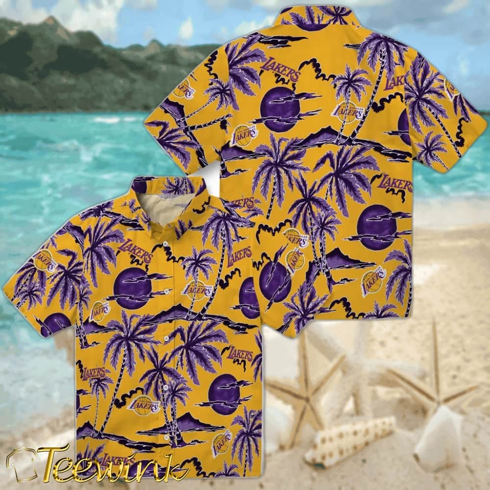 Palm Sunset Los Angeles Lakers Hawaiian Shirt image 3 Palm Sunset Los Angeles Lakers Hawaiian Shirt image 3