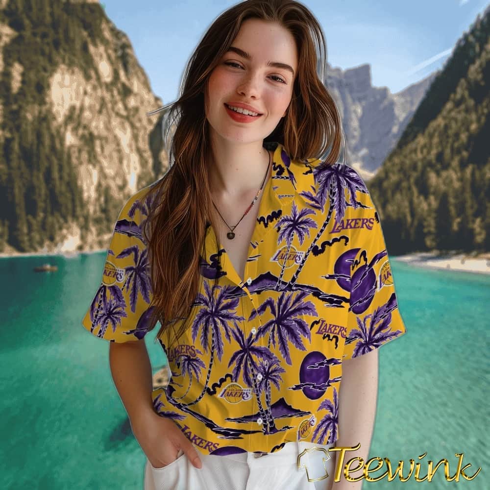 Palm Sunset Los Angeles Lakers Hawaiian Shirt image 4 Palm Sunset Los Angeles Lakers Hawaiian Shirt image 4