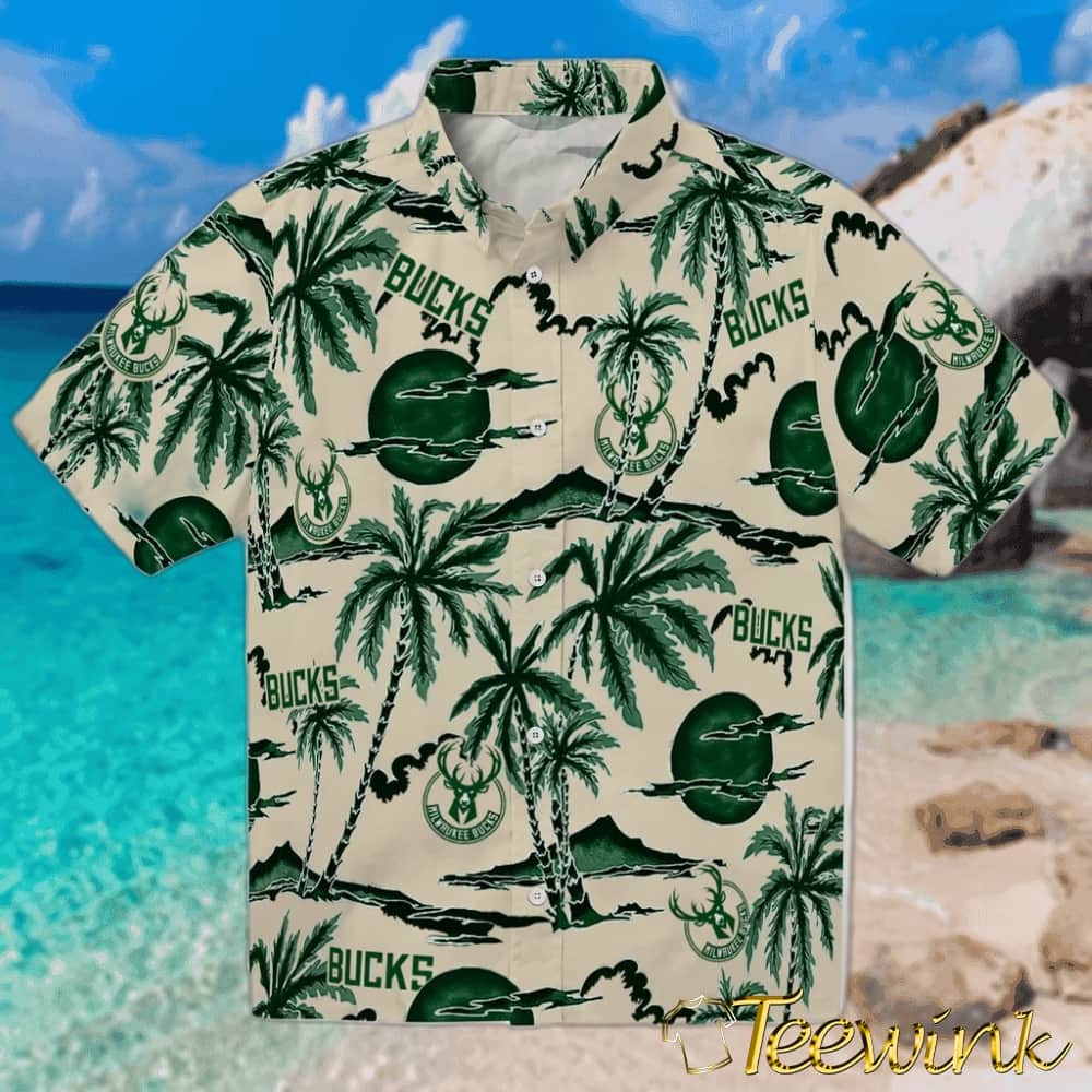Palm Leaves Milwaukee Bucks Hawaiian Shirt