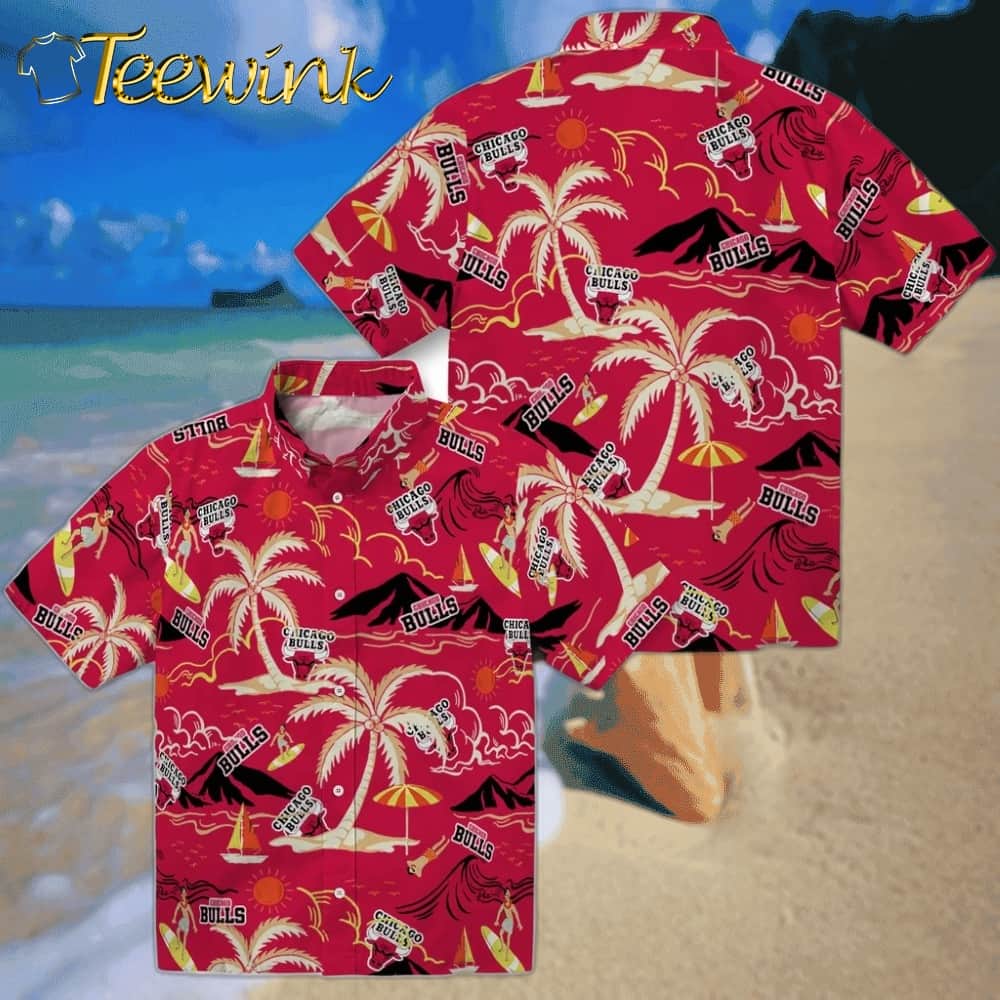 Palm Tree Island Chicago Bulls Hawaiian Shirt image 3 Palm Tree Island Chicago Bulls Hawaiian Shirt image 3