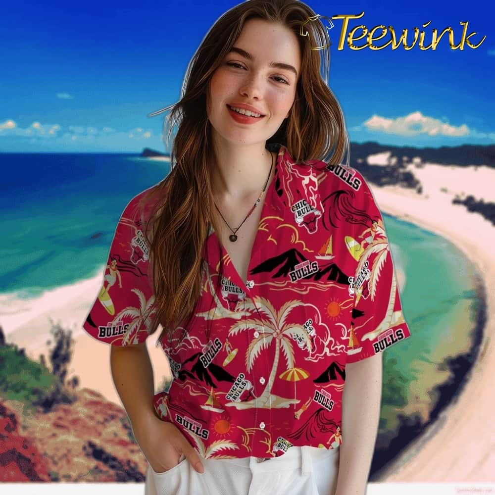 Palm Tree Island Chicago Bulls Hawaiian Shirt image 4 Palm Tree Island Chicago Bulls Hawaiian Shirt image 4