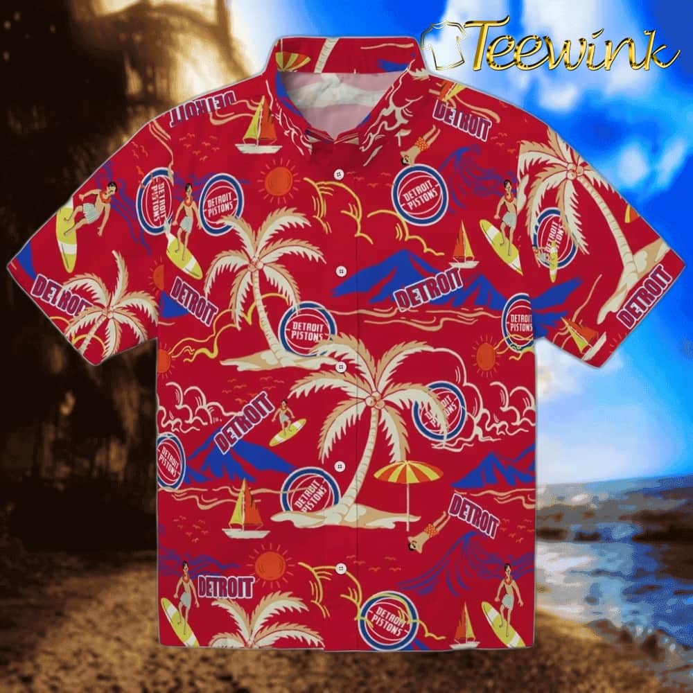Palm Tree Island Detroit Pistons Hawaiian Shirt