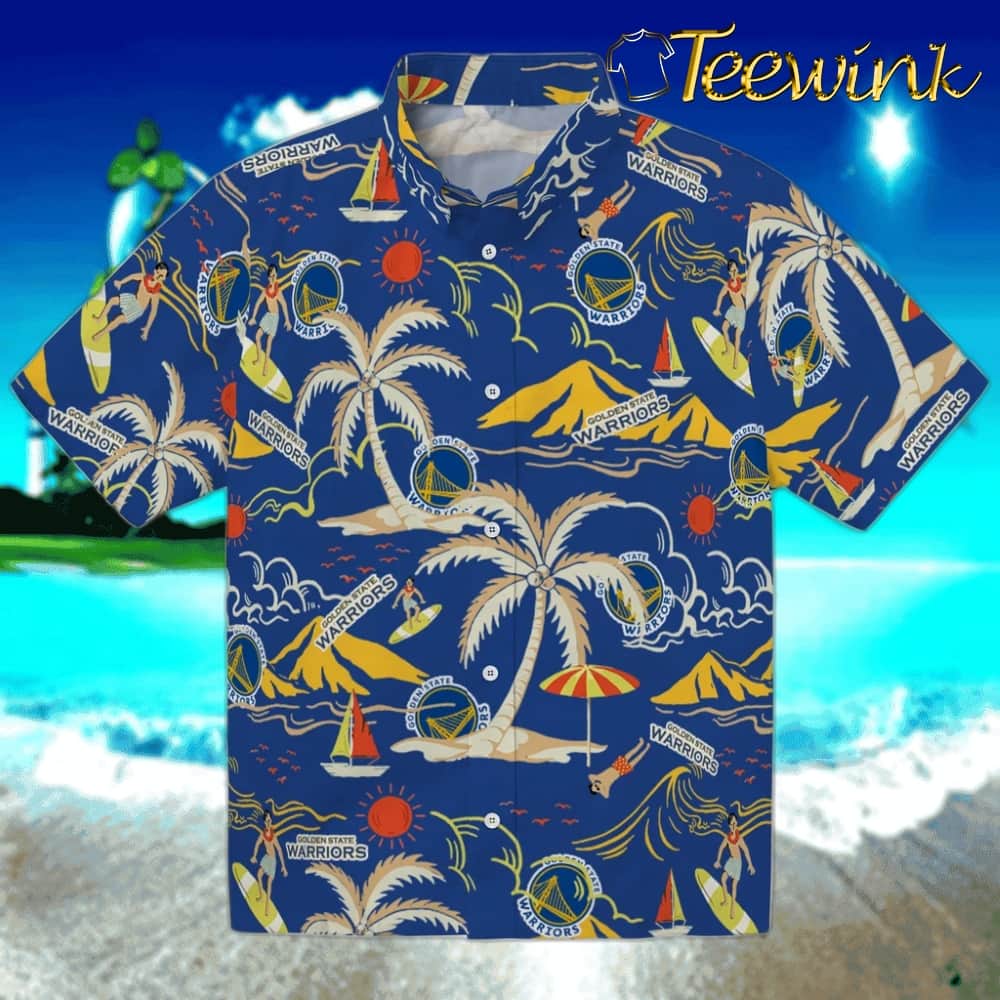 Palm Tree Island Golden State Warriors Hawaiian Shirt